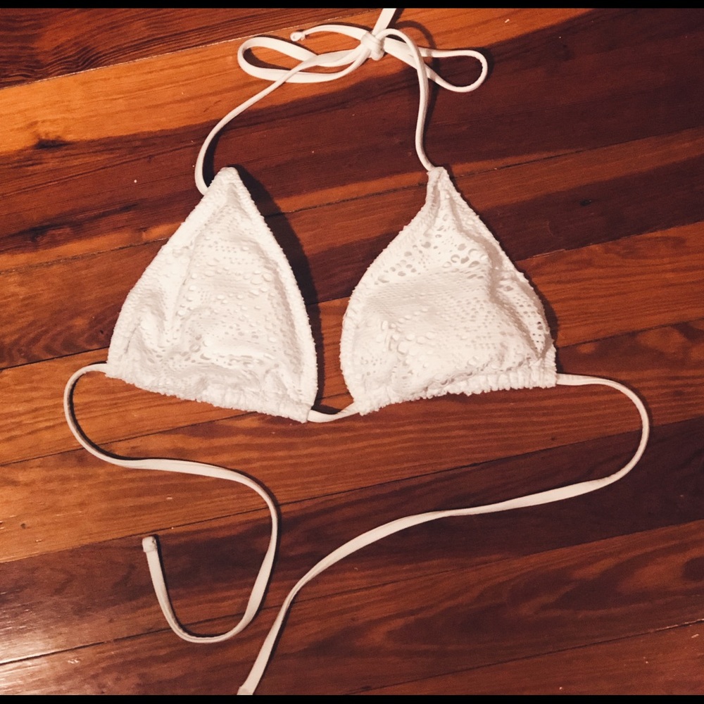 Crochet white bikini top
